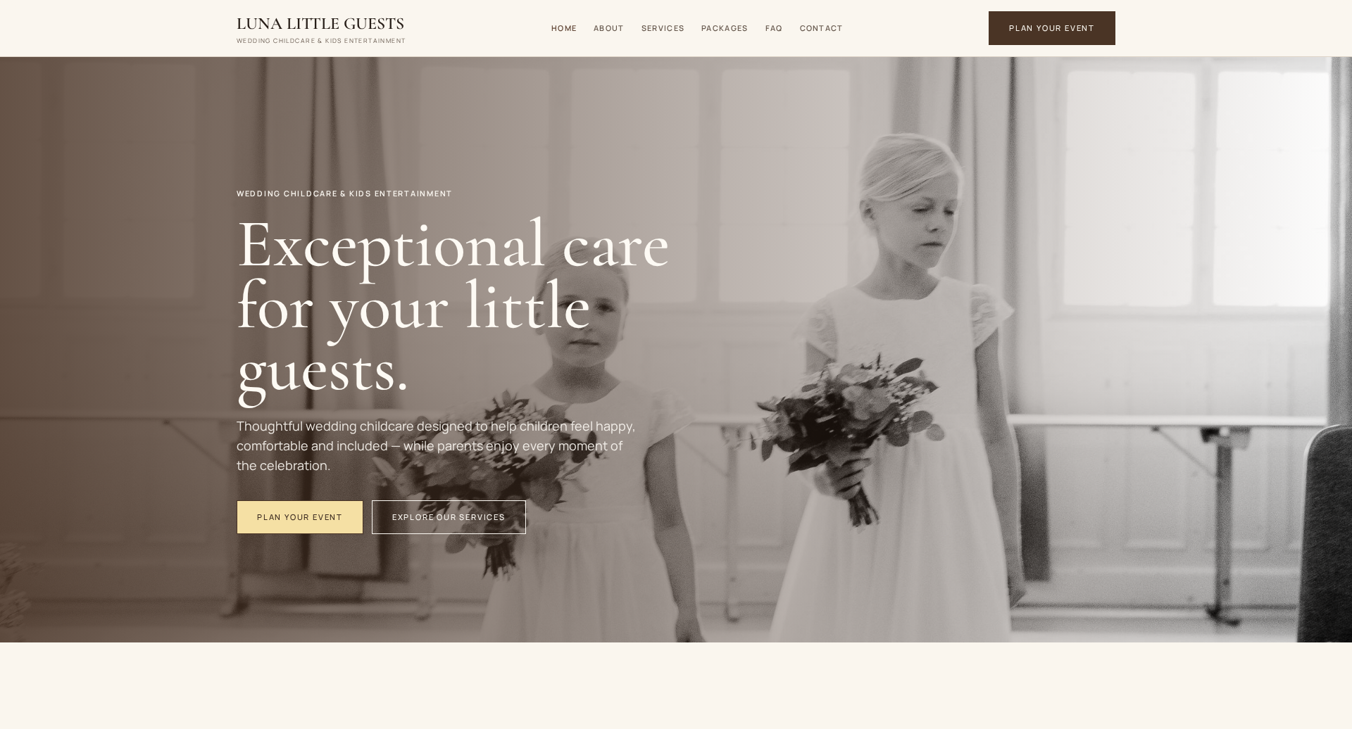 Luna Little Guests website homepage preview